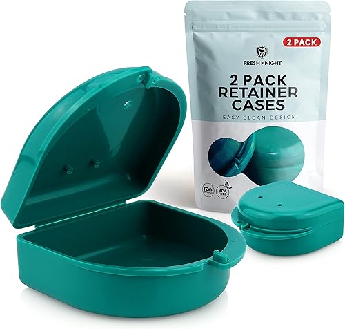Estuche de retención (paquete de 2). Estuche de retención con orificios de ventilación. Estuche perfecto para dentadura, funda protectora bucal,