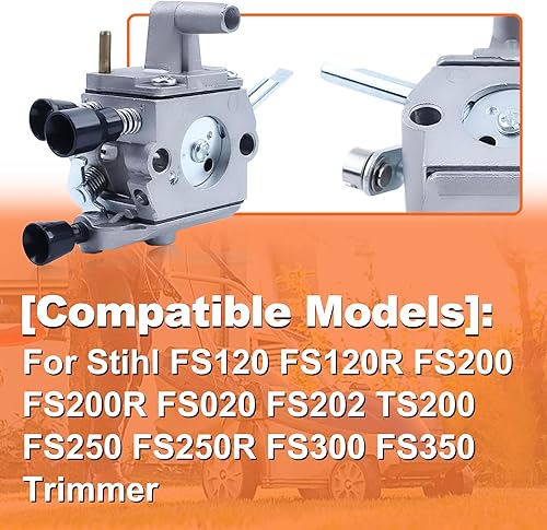Miniatura 4 de Kit de carburador de bobina de encendido para Stihl FS120 FS200 FS250 FS300 FS350 recortadora con filtro de aire, bujía, filtro de combustible,