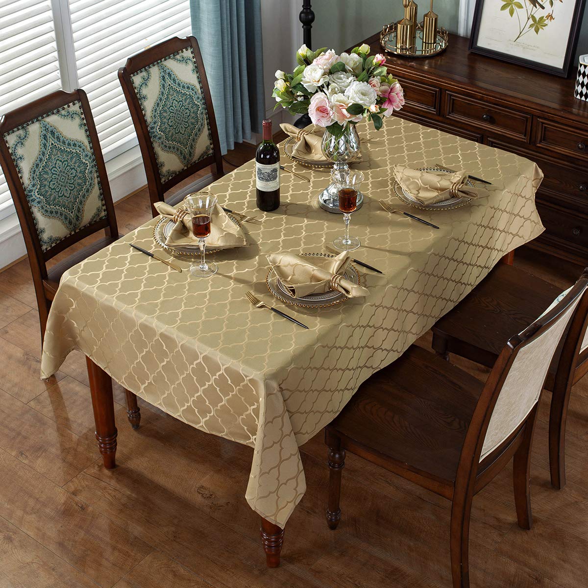 SASTYBALE Jacquard Cloth Napkins 20 x 20 Inch Flower Pattern 4 Pieces Solid Washable Comfortable for Restaurant Family Dinners Weddings Parties and Banquets(Square - Image 4