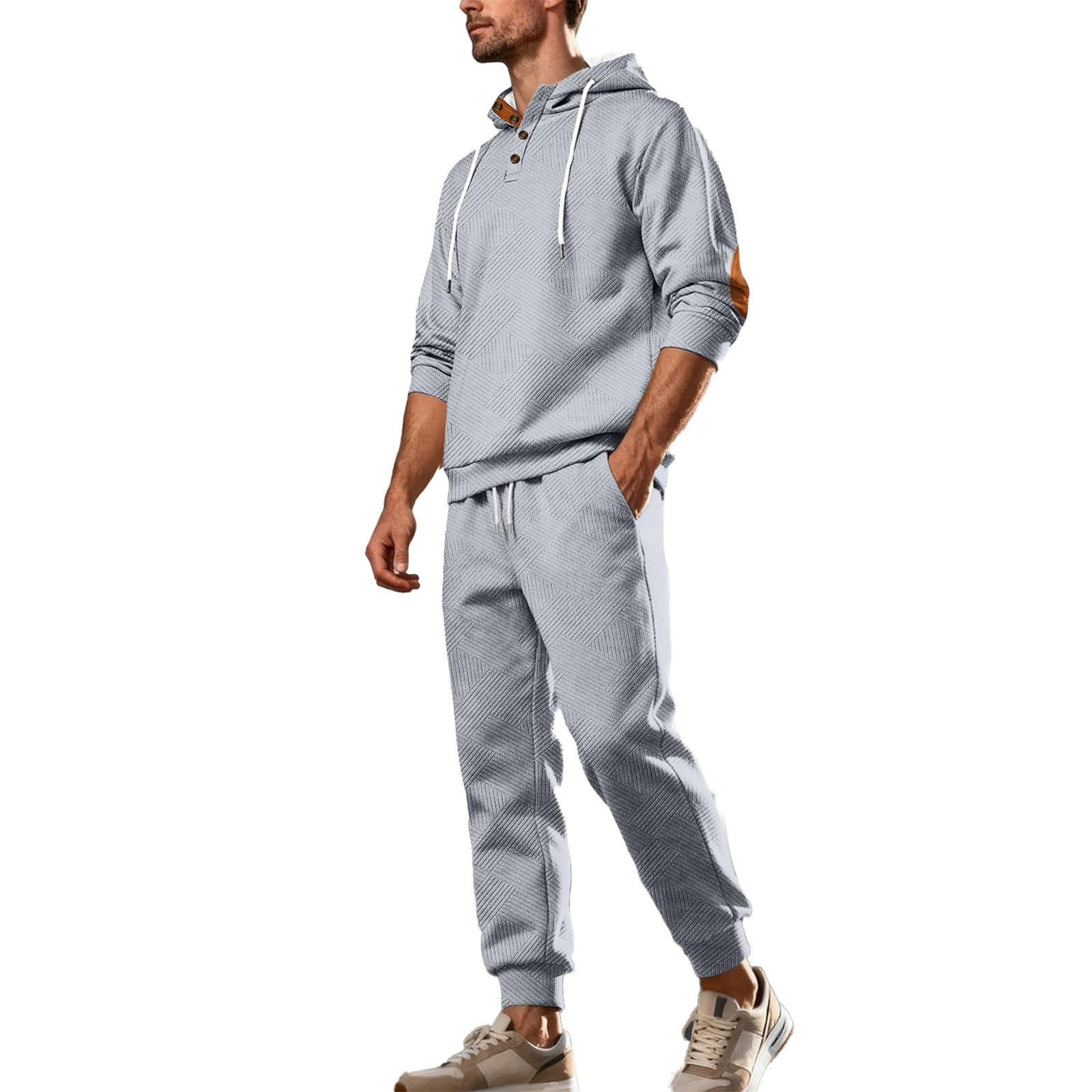 Conjunto deportivo de dos piezas para hombre otoño/invierno 2025, de jacquard, a la moda, casual, deportivo, con capucha, ropa de calle, diario, trotar