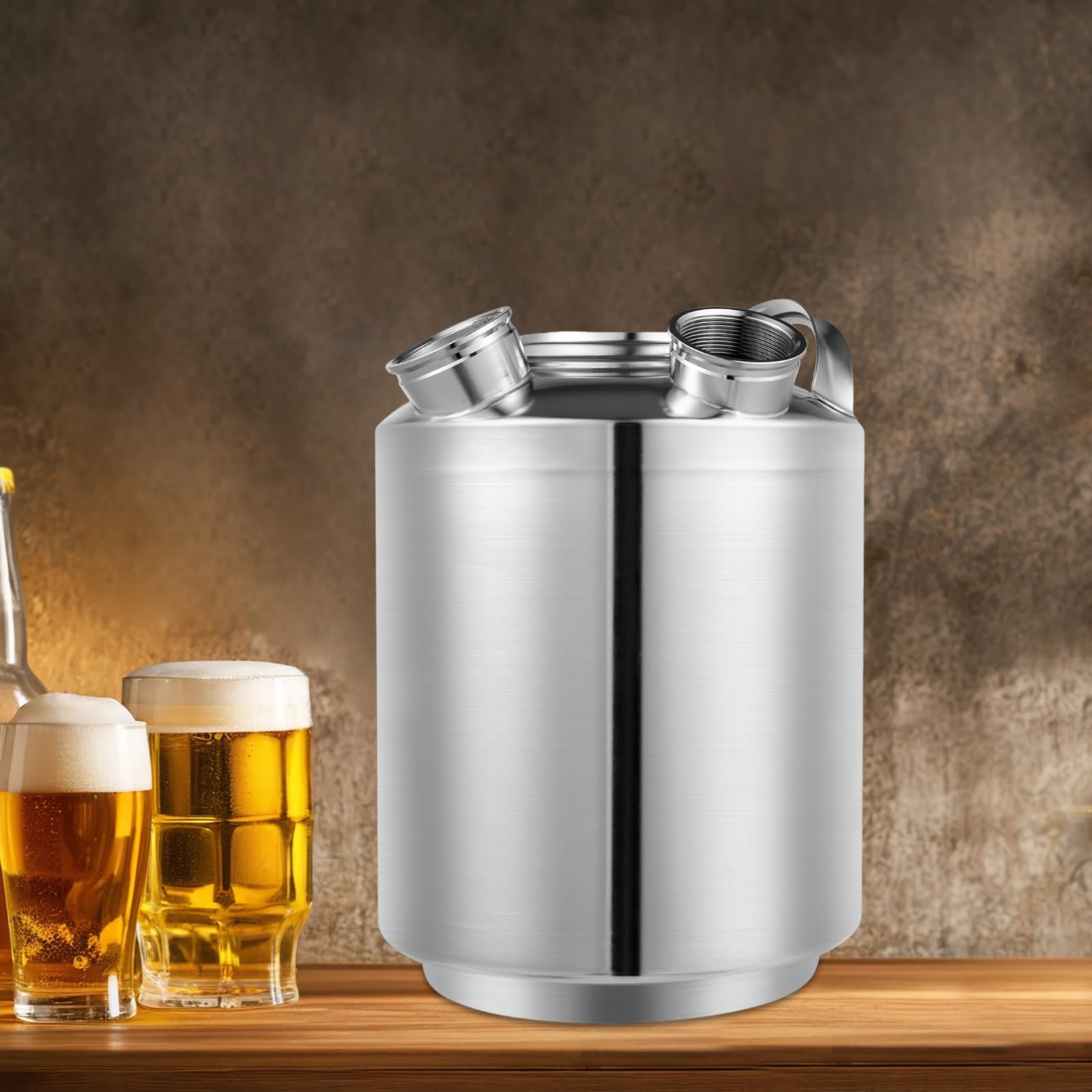 Botte di Pulizia in Acciaio Inox 10L, Contenitore per Pulizia della Birra, 3 Teste Dispositivo di Pulizia della Birra per Lance di Tipo A e S, Contenitore Birra per Pulizia Lattine Birra
