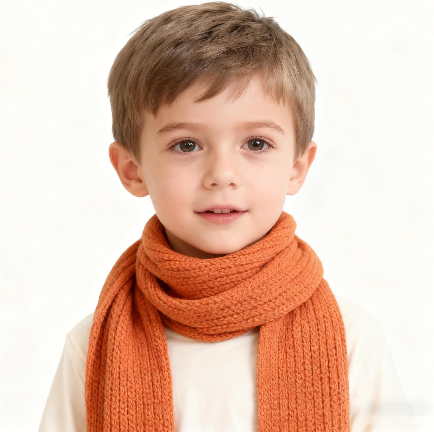 Winter Knitted Scarf for Kids Solid Knit Scarves Neck Warmer for Boys Girls 3-8Y - Image 2