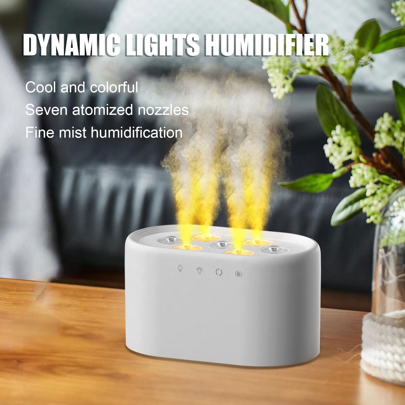 Difusor de aceite esencial humidificador luces dinámicas diseño multifuncional para el hogar (blanco)