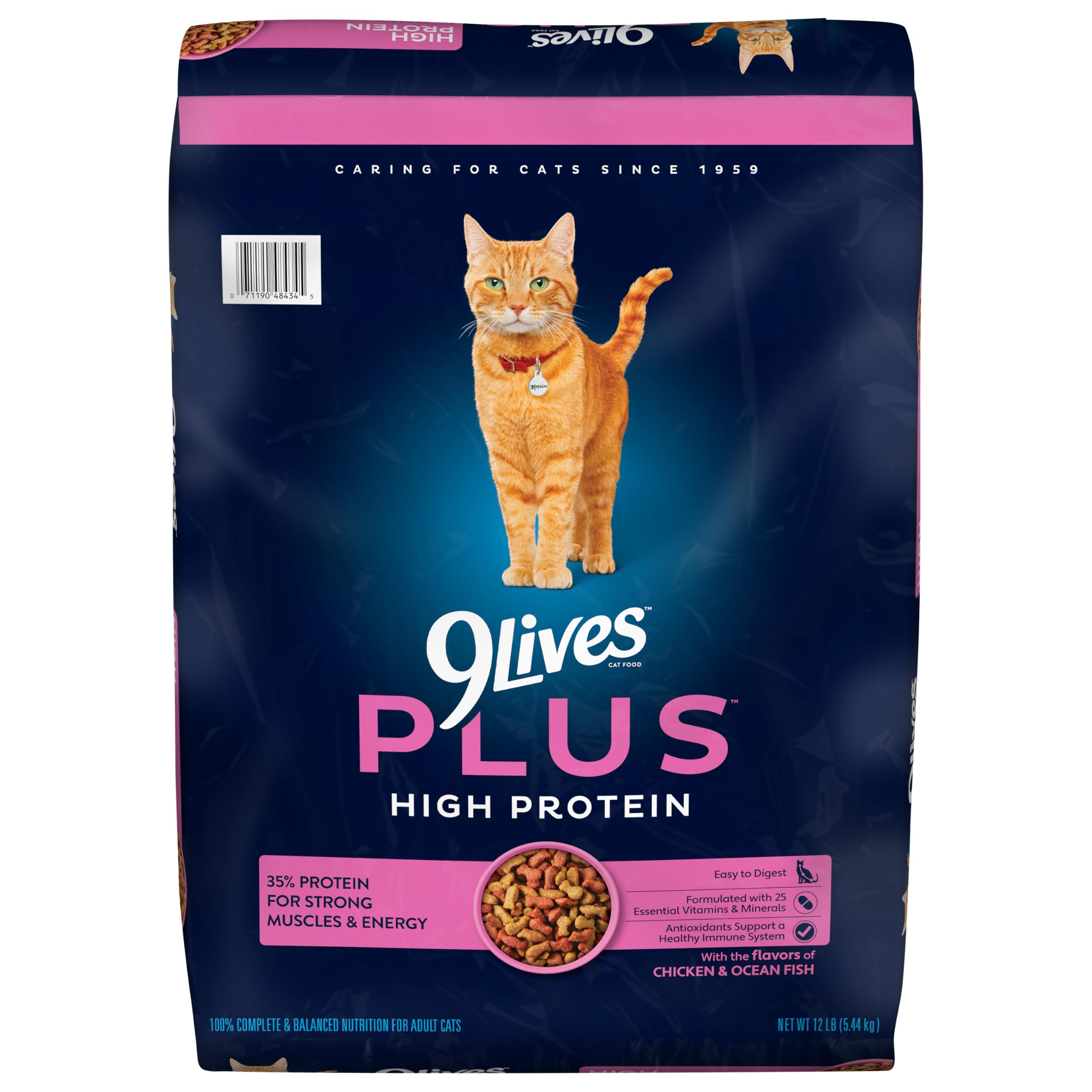 9Lives Plus High Protein Dry Cat Food, 12 lb. Bag