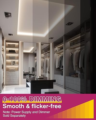 Miniatura 5 de EMITEVER Tira de luces LED de color blanco neutro, cinta LED de 4000 K, 24 V, 16.4 pies, certificación UL, Ra 95+, IP30, 2.9 Wft, 240 lúmenespie,