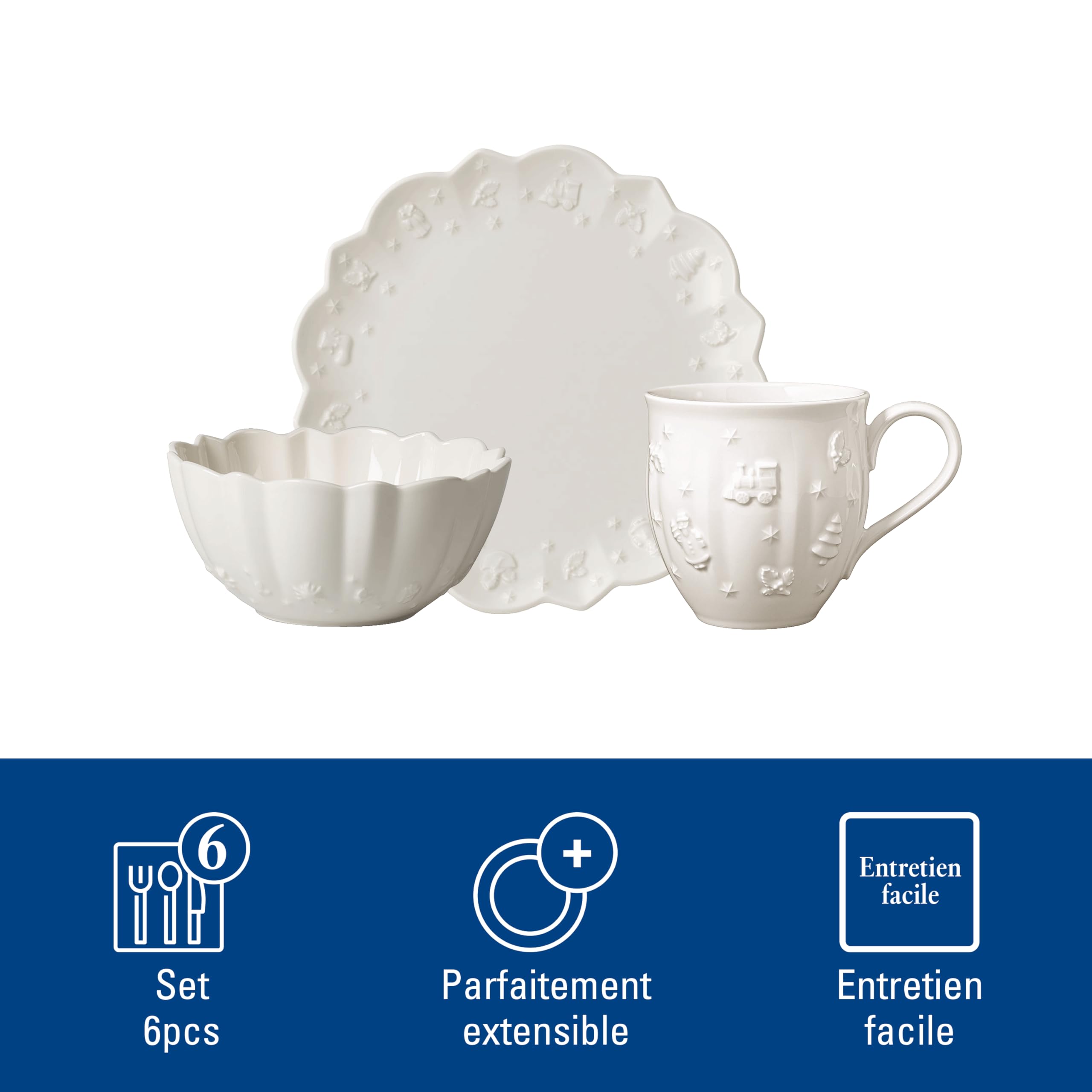 Villeroy & Boch – Toy’s Delight Royal Classic ensemble pour le petit-déjeuner de 6pcs, assiettes petit-déjeuner, bols, tasses, porcelaine, résistant au lave-vaisselle et au four à micro-ondes