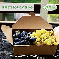 Vista 5 de EcoQuality (400) - Contenedores de comida para llevar de 66 onzas, cajas de papel kraft marrón para llevar al microondas, resistentes a fugas
