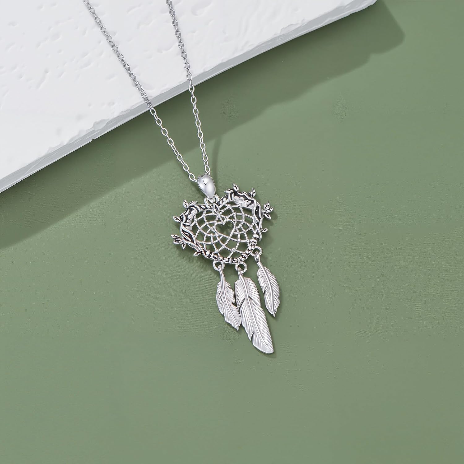 Dream Catcher Necklace for Women 925 Sterling Silver Dream Catcher Pendant Necklace Dreamcatcher Jewelry for Women - Image 3