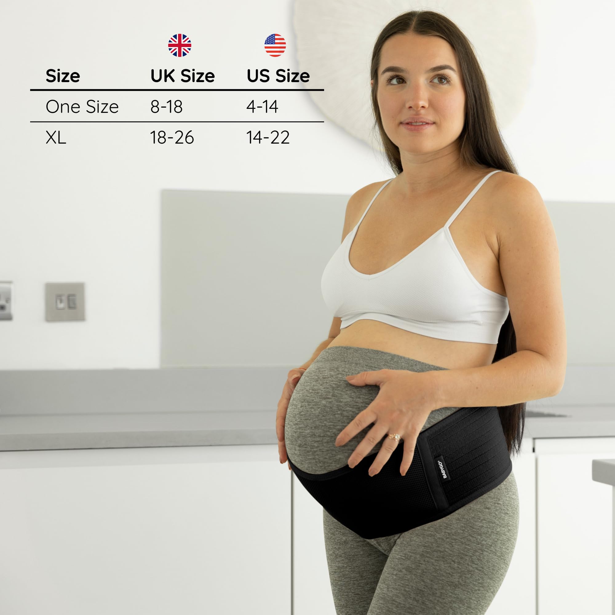BABYGO® 2 in 1 Pregnancy Belly Band Support for Bump | Pelvic Maternity Belt for Pregnant Women | Helps with Back, Hip Pain | 50 Page Book with Exercises Included | Black One Size — view 6