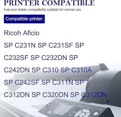 Miniatura 2 de 1 cartucho de tóner amarillo compatible con C310HA para Ricoh Aficio SP C231N SP C231SF SP C232SF SP C232DN SP C242DN SP C310 SP C310A SP C242SF. E.