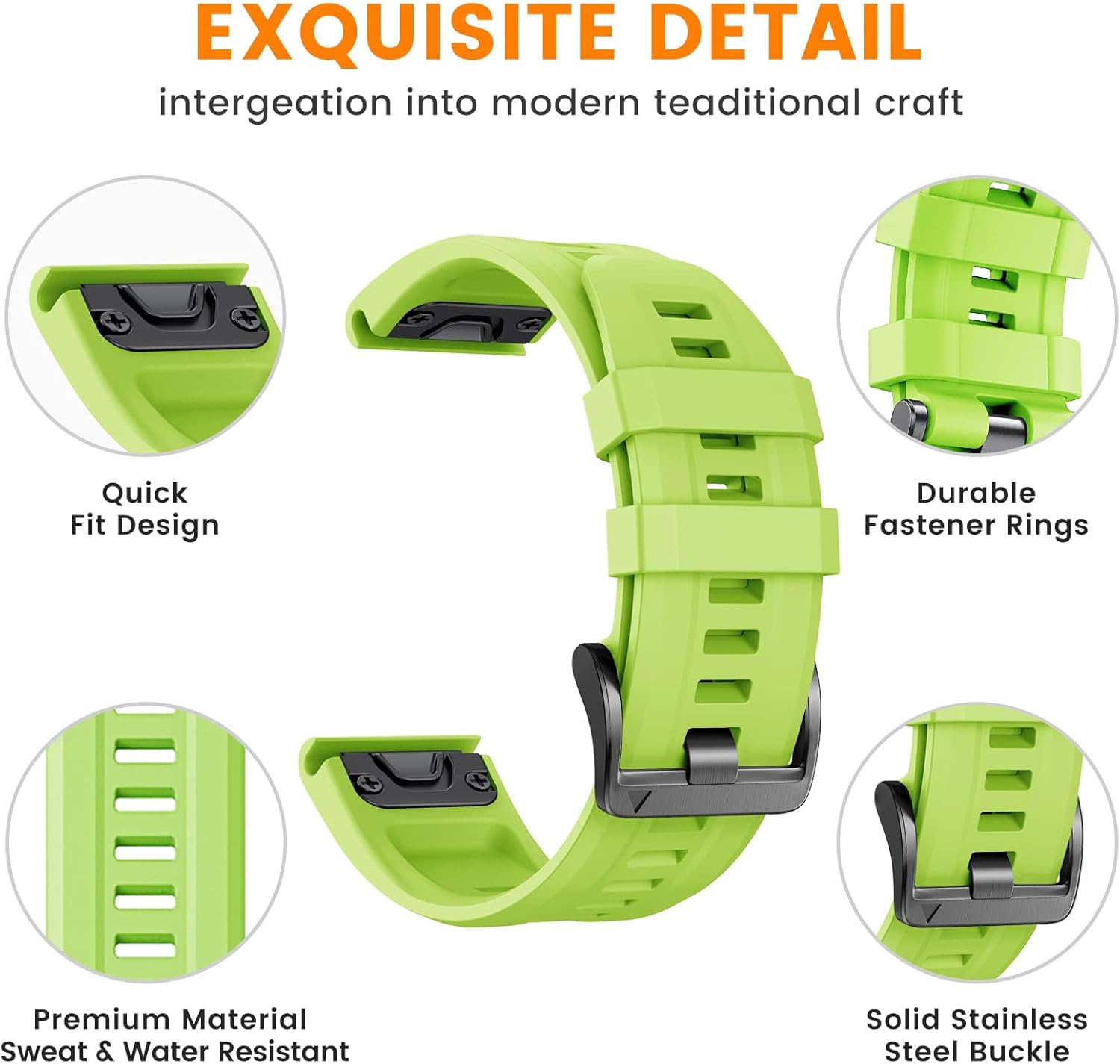 NotoCity Compatible with Fenix 7/Fenix 6/Fenix 5 Band,QuickFit 22mm Silicone Watch Band for Fenix 8 47mm/Fenix 7 Pro/Fenix 6 Pro/Fenix 5 Plus/Approach S70/S62/S60/Epix 2 Pro 47mm(Green) - Image 4