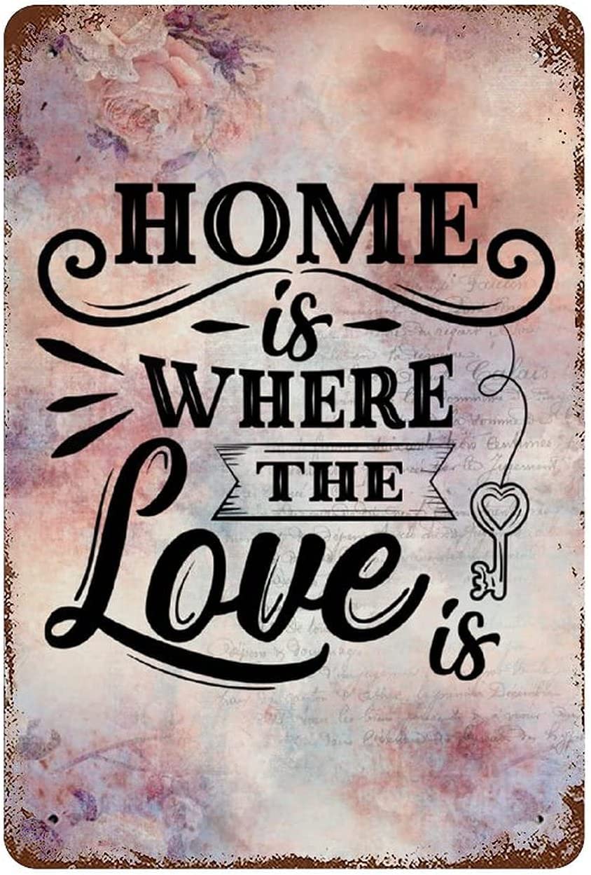 rayprint Love Metal Tin Sign Home is Where The Love Retro Poster Bar Cafe Farmhouse Decor Restaurant Parlor Livingroom Bathroom 8x12 Inch