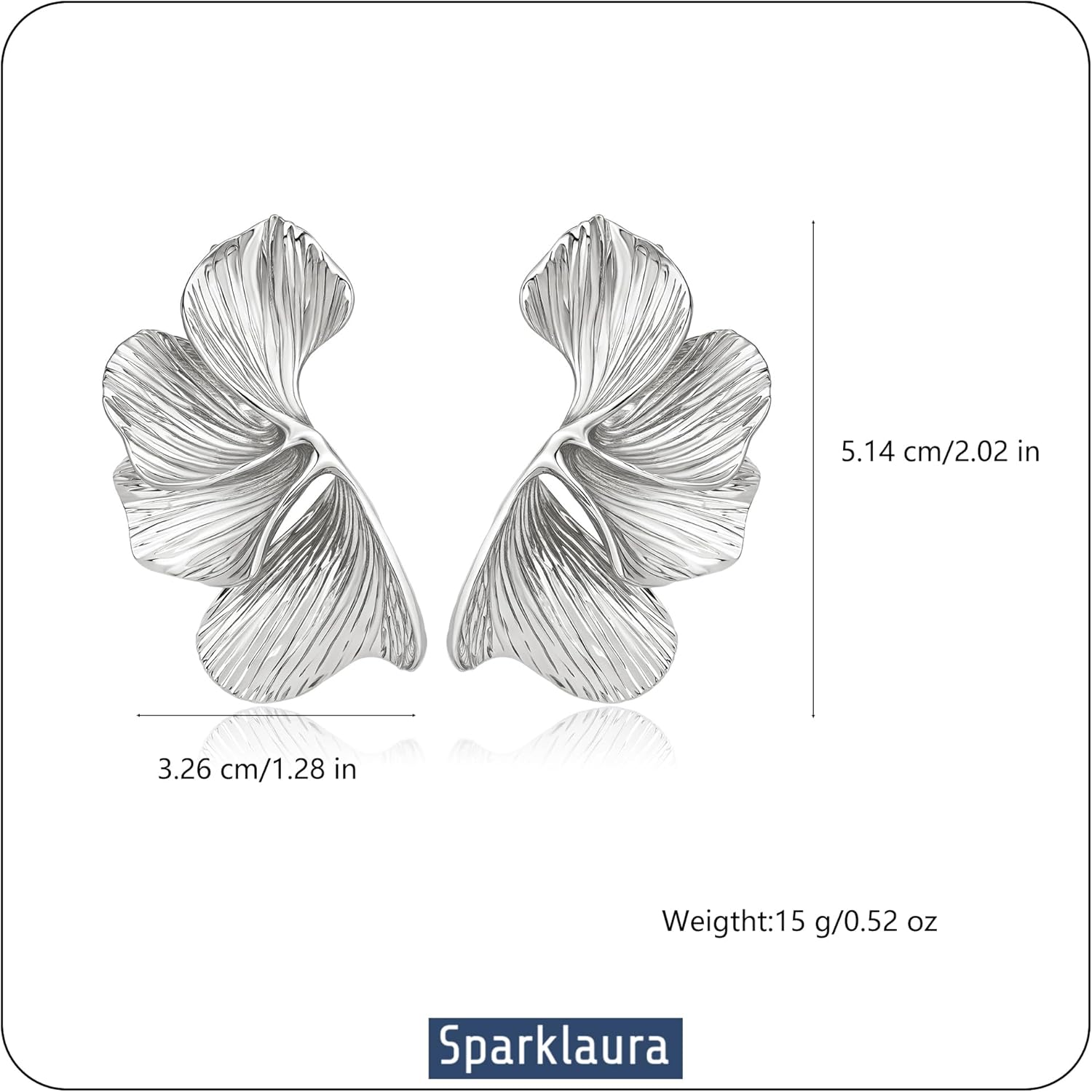 Chunky Gold Flower Statement Earrings For Women, Hypoallergenic Gold Plated Sectored Floral Petal Leaf Large Stud Dangle Earrings Summer Jewelry - Image 3