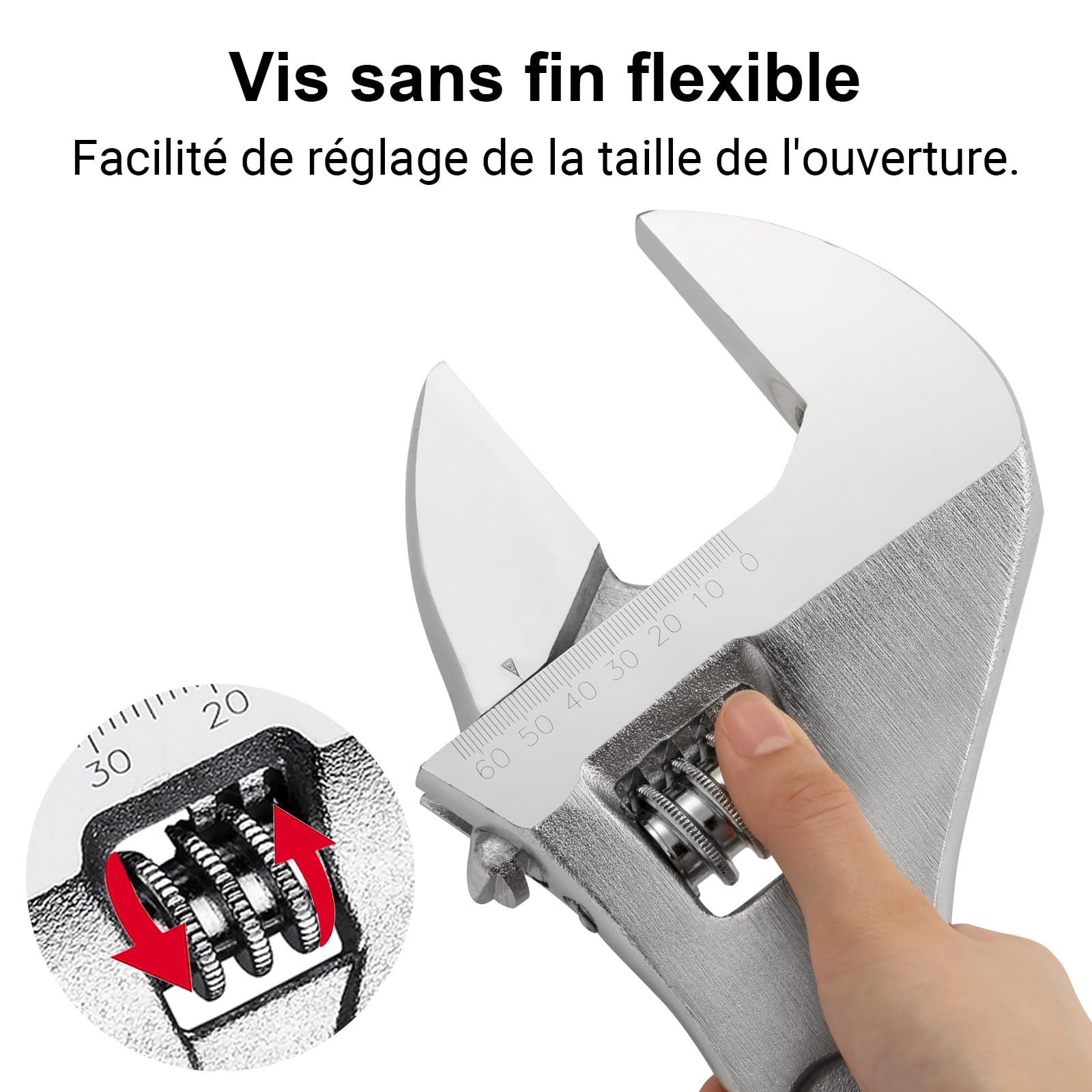 Jetech Clé à molette réglable professionnelle de 61 cm avec grande ouverture