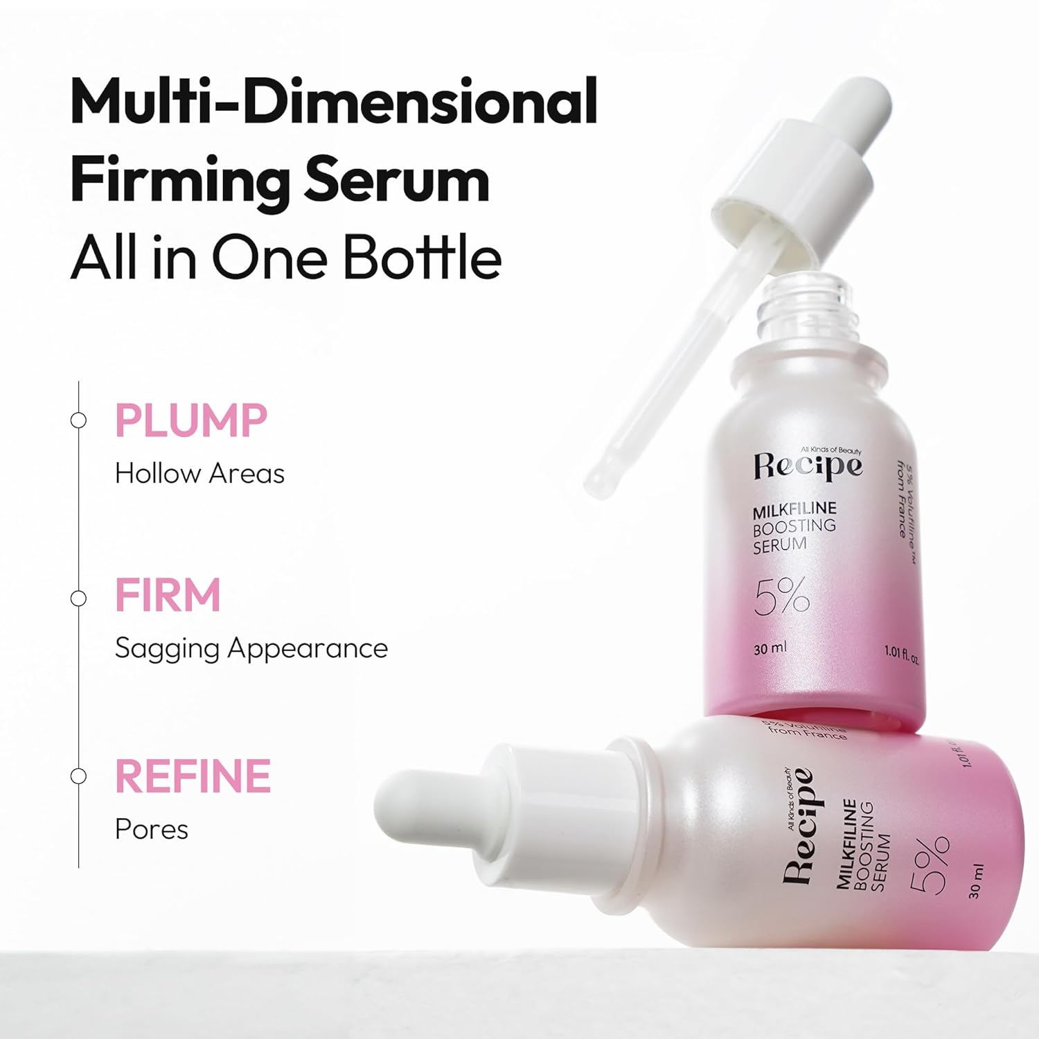 Recipe Milkfiline Boosting Ampoule - Age-Defying, Soothing & Hydrating Face Serum with 5% Volufiline, Niacinamide & Azelaic Acid for Dull, Dry Skin - Lightweight, Firming Korean Skin Care 1.01 fl oz - Image 2