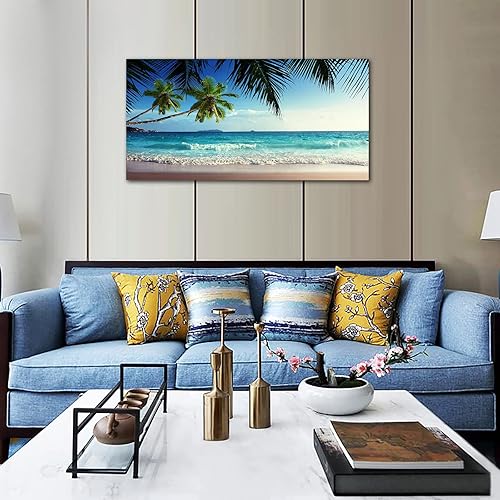 Miniatura 5 de Arte de pared grande con olas del océano, cuadros de lienzo, palmeras, arena, playa, paisaje marino, moderno, verano, mar, naturaleza, lienzo, arte