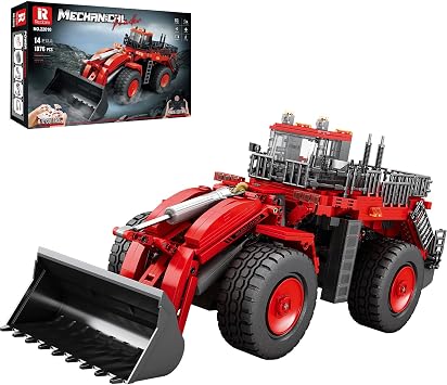 Reobrix Bulldozer Building Blocks Set 22010, Engineering Vehicle Model Kit for Adults, Remote Control Excavator Toy with 4-Wheel Drive, Gifts for Kids Ages 14+, 1876 Pieces