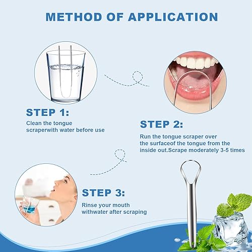 Miniatura 4 de GTHUNDER 4 raspadores de lengua con caja, raspador de lengua de metal de grado alimenticio para adultos, tratamiento de mal aliento, limpiador de