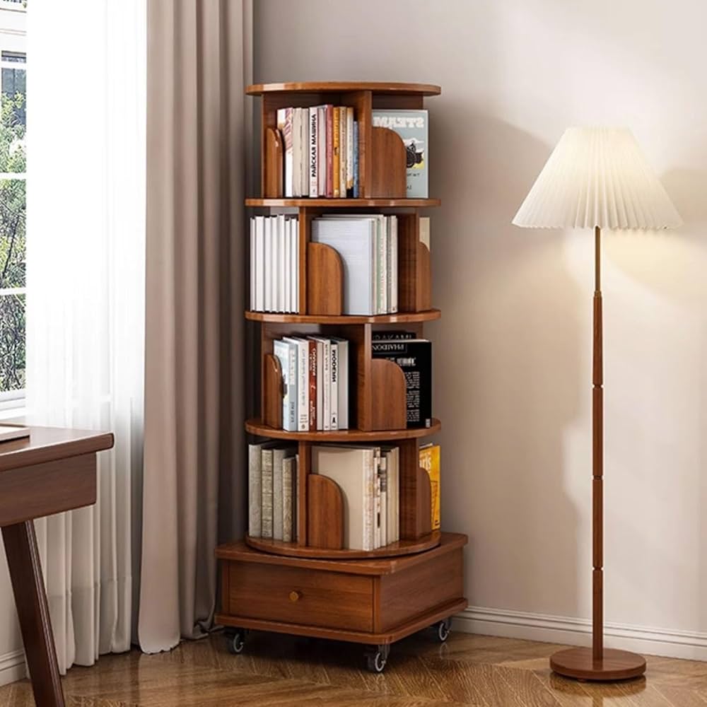 回転式ＣＤラック 360度回転します。 360度 回転コミックラック CD ラック 6段 木製 本棚 DVD 回転式