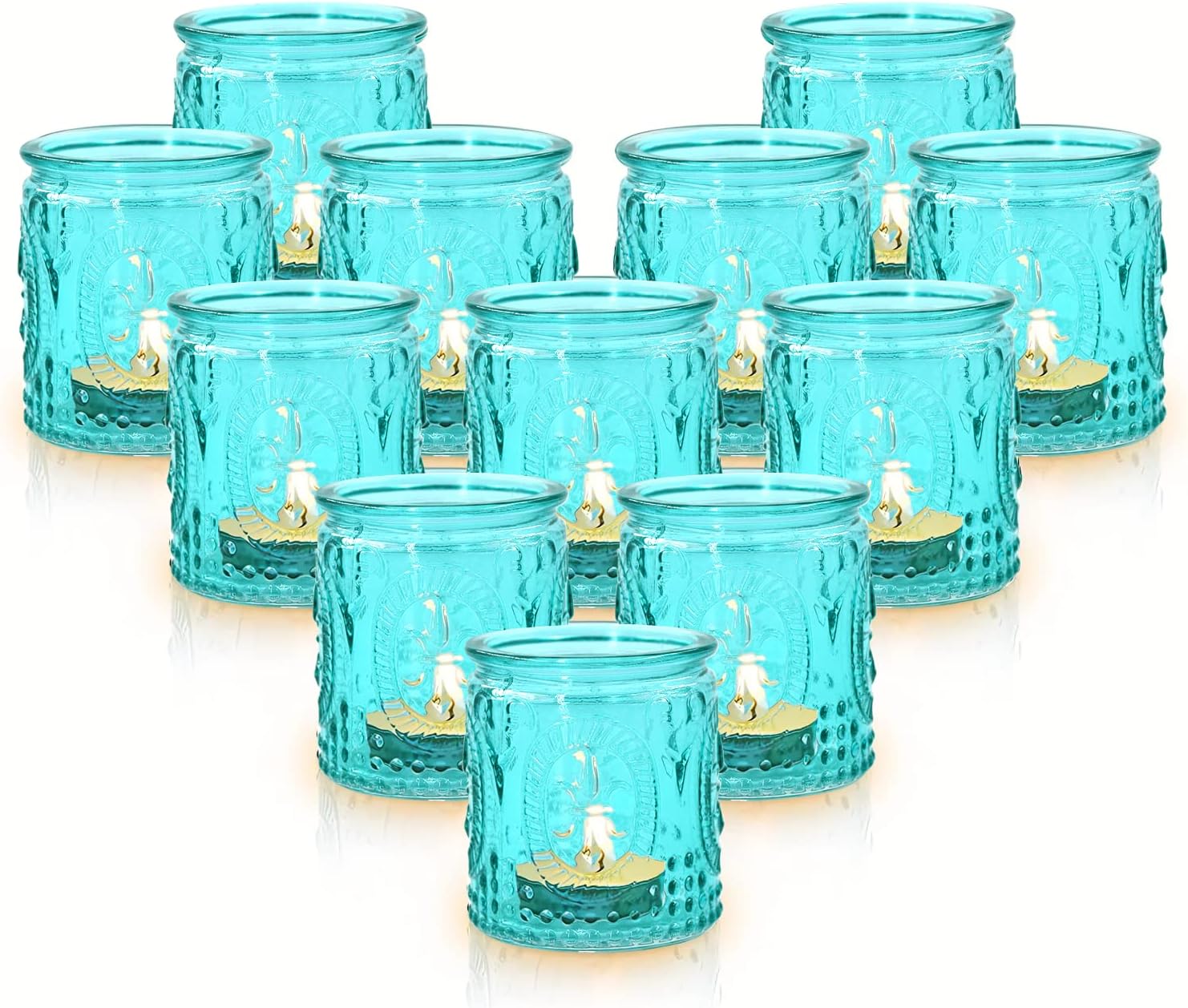 Newthinking Vintage Tea Light Candle Holders, 12PCS Clear Vintage Glass