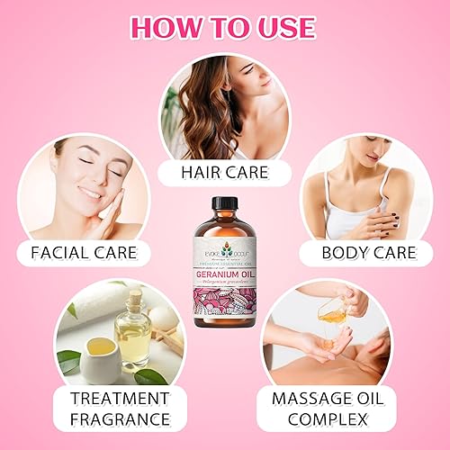 Miniatura 4 de EVOKE OCCU Aceite esencial de geranio, 4 onzas líquidas, aceite de geranio puro para la piel, difusor, aromaterapia, 4.0 fl oz