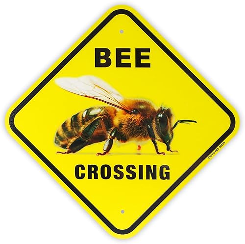 Letrero de cruz de abeja, 12 x 12 pulgadas, letrero reflectante de aluminio libre de óxido, protección UV y resistente a la intemperie