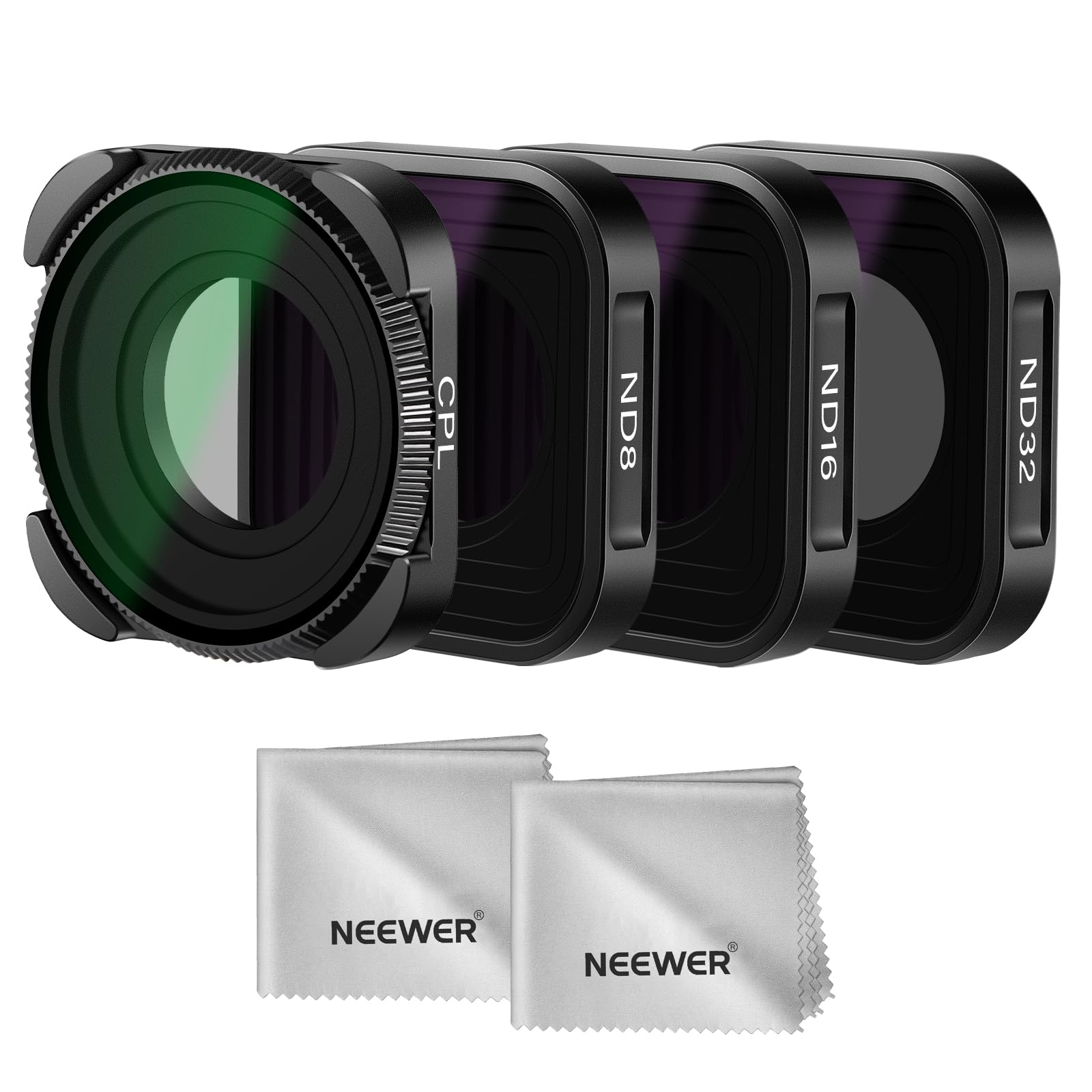 NEEWER ND Filter Set Compatible with GoPro Hero 13 Hero 11 Hero 10 Black , 4 Pack (ND8 ND16 ND32 CPL) Multi Coated HD Slim Neutral Density Polarizer Lens Filter Kit Action Camera Accessory (Black)