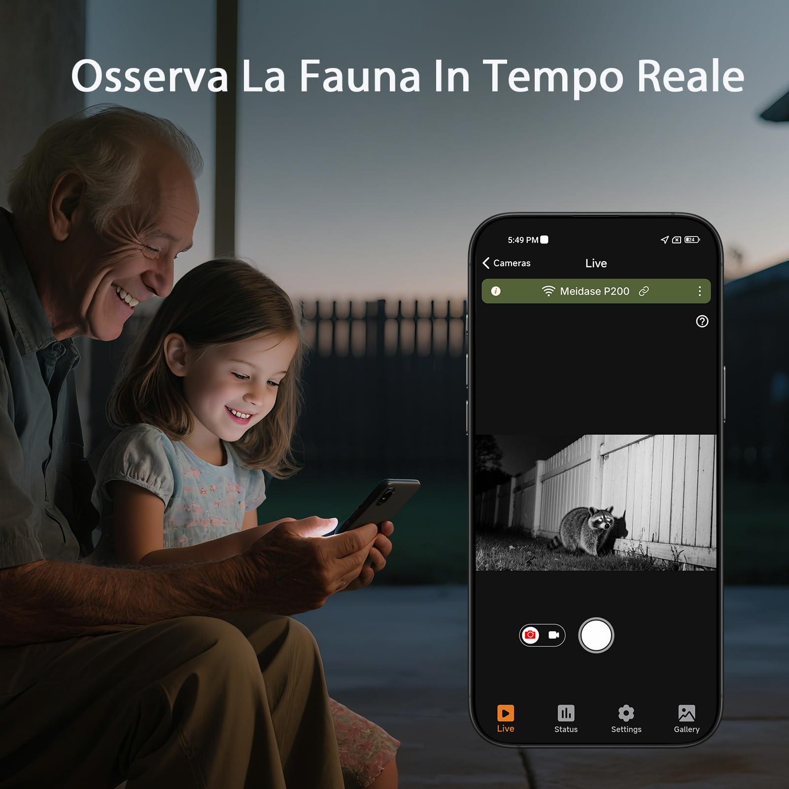Meidase P200 Fototrappola WiFi Bluetooth, 48MP 1296P, Visione Notturna 30m, Attivazione Movimento 0.1s, IP66 Impermeabile, Trasmissione App Mobile, Monitoraggio Esterno