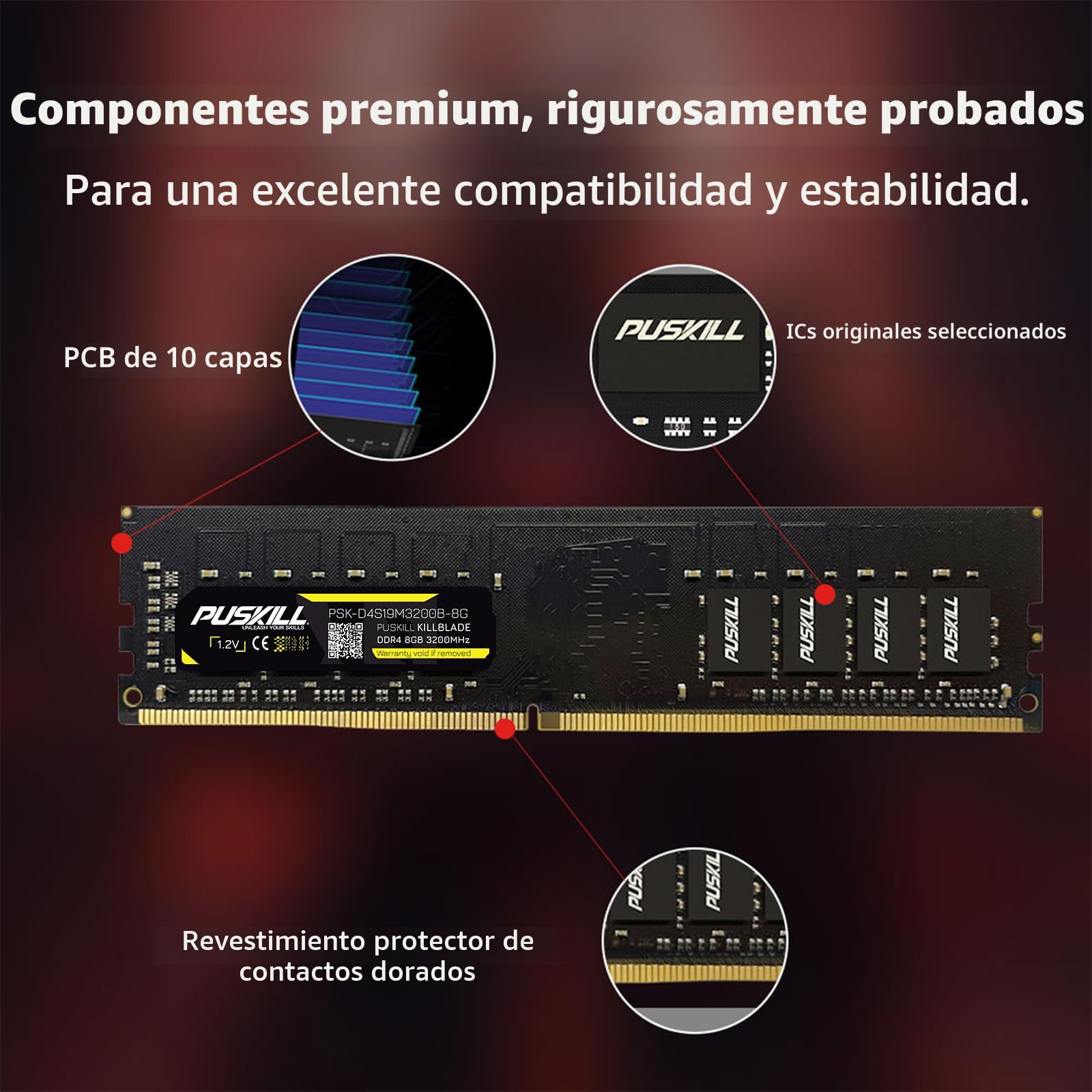 Amazon.com: PUSKILL Kit de RAM de escritorio DDR4 3200MHz CL16, 16