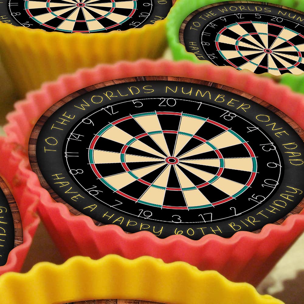 Dartboard Darts - 20 x 5cm Personalised Edible Cupcake Toppers on Premium Icing