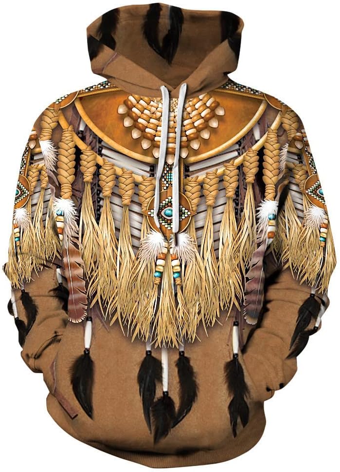 Dahee Unisex Native American Hoodies for Women Mens 3D Print