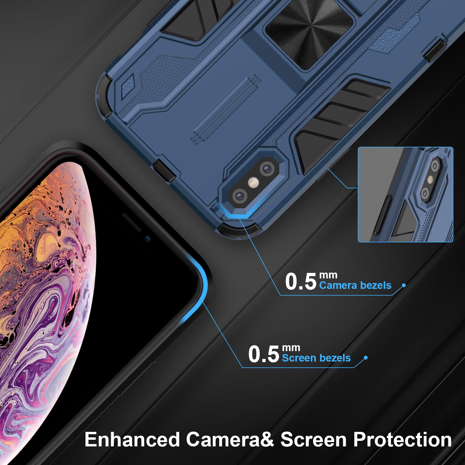 Funda para Xiaomi Redmi Note 15 Pro 5G, Carcasa Antigolpes con Soporte anular metálico, Case Protectora de Grado Militar, Azul — view 695