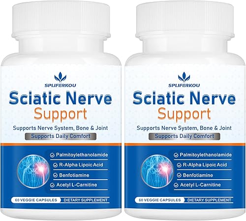 Suplemento de apoyo del nervio ciático, fórmula avanzada de apoyo del nervio ciático con guisante, ácido alfa lipoico, benfotiamina, 120 cápsulas
