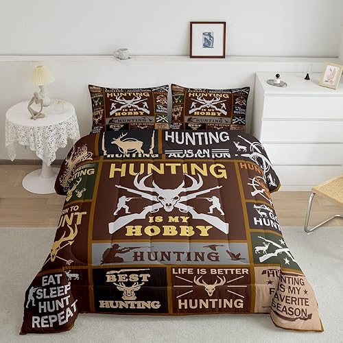 Feelyou Deer Hunting Comforter King Size for Kids Hunting Gifts Comforter Set Bo