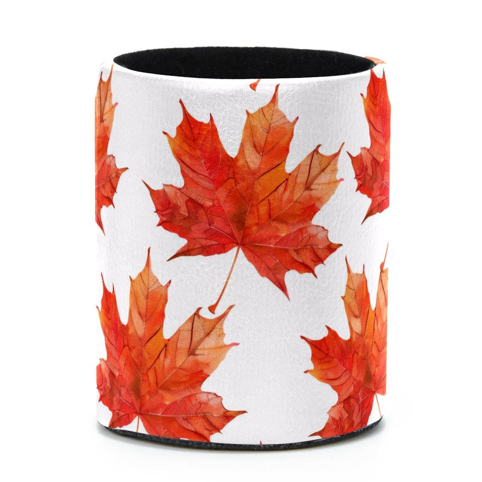 VAPOKF Round Pencil Holders for Desk, Maple Leaves Pen Holders Pen Pot Makeup Brushes Storage Desktop Stationery Supplies Organiser for Home Office