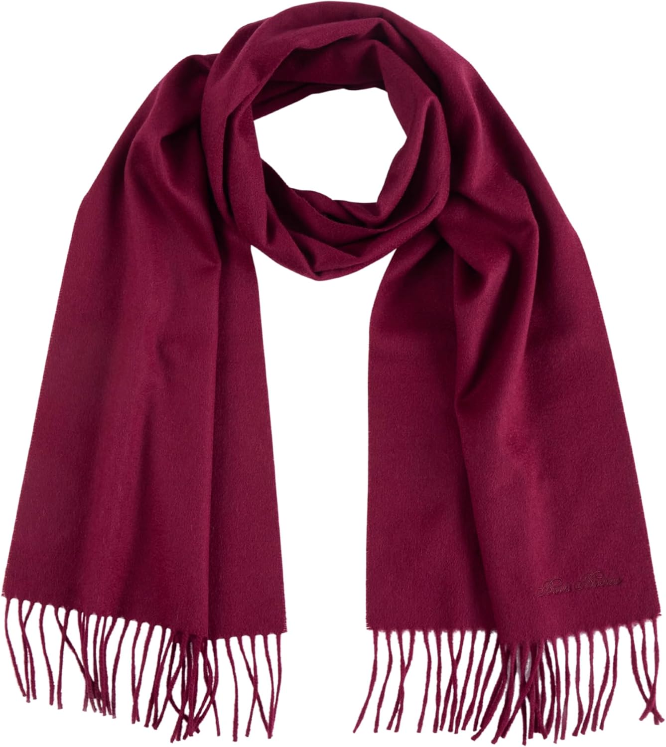 Brooks Brothers Wool and Cashmere Woven Solid Scarf with Twisted Fringe - Men's Luxury Winter Scarf, 66-inches x 12-inches