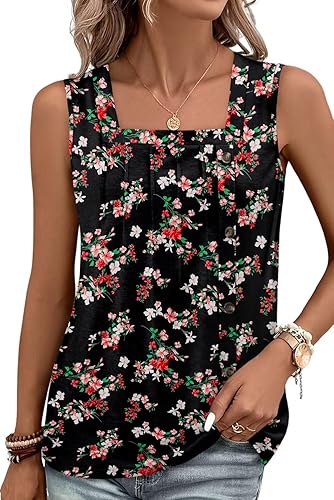 KISSMODA Womens Boho Tops for Summer Sleeveless Tanks Loose Fit Casual Blouse Daily Shirts for Leggings (S-3XL)