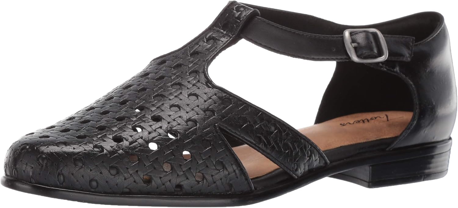 Trotters Women's Leatha Open Weave Sandal, Black, 8.5 Narrow