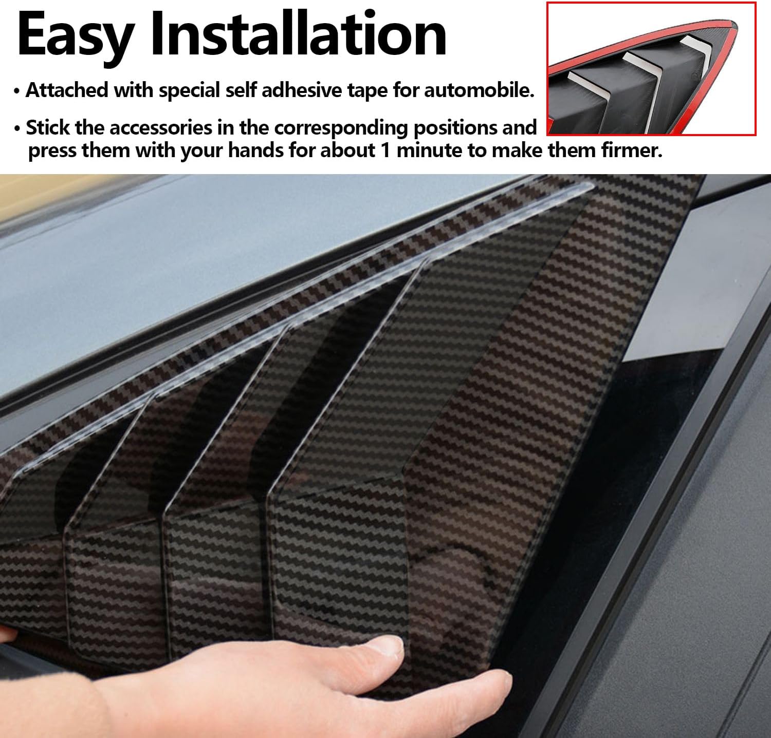 Fits for KIA Forte 2014 2015 2016 2017 2018 2PCS ABS Sport Style Front Side Window Louvers Side Vent Window Decorative Covers Auto Exterior Decoration Trim Accessories(Carbon Fiber)