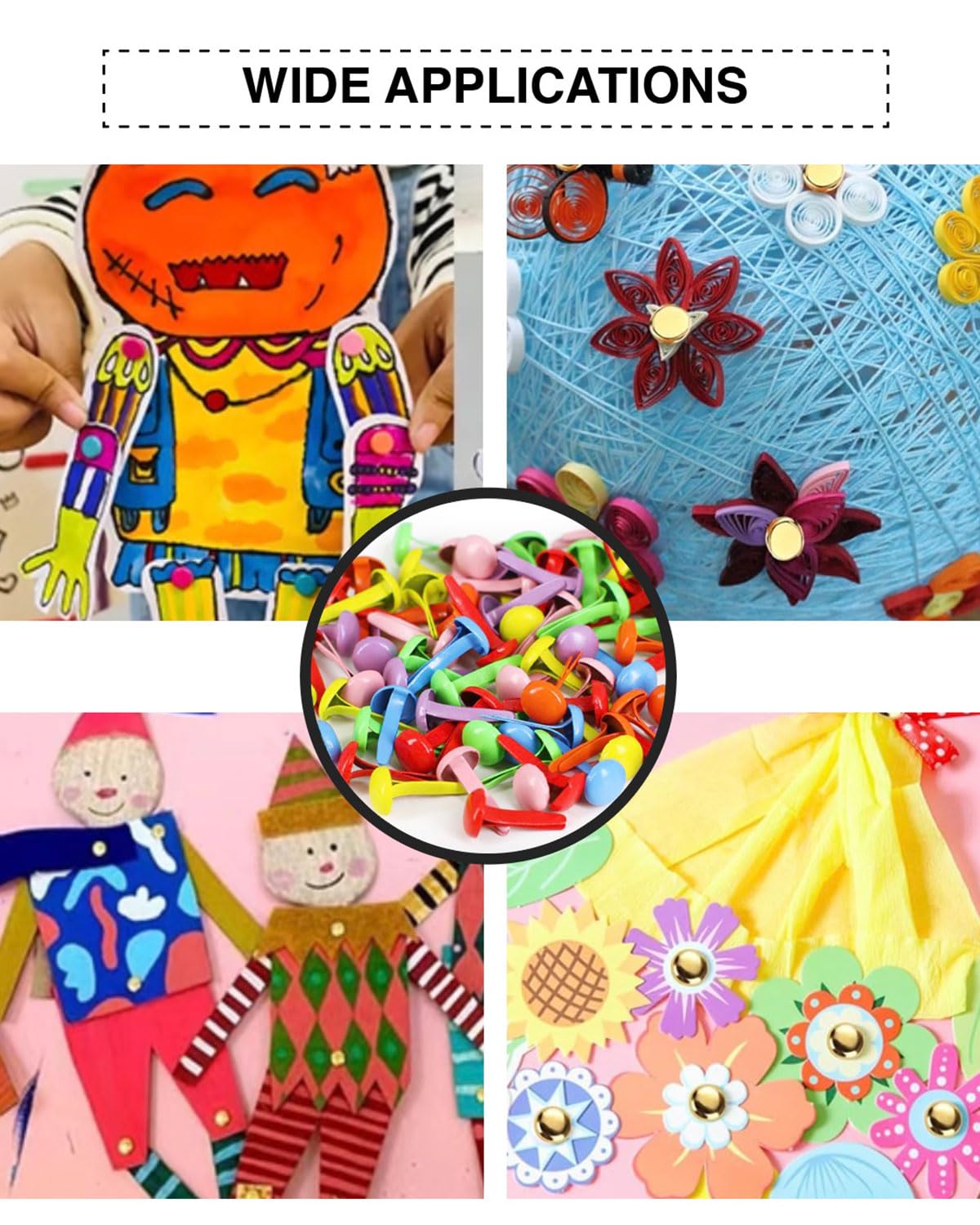 100 Pezzi Fermacampioni Piccoli Rotondi in Metallo per Scrapbooking, Decorazioni Artigianali