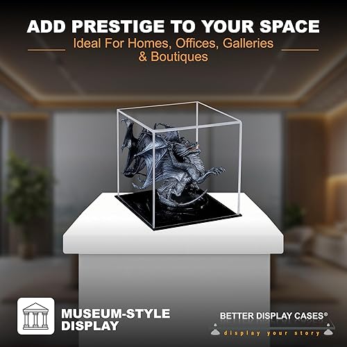 Vista 278 de Better Display Cases Versátil vitrina de acrílico transparente - Caja rectangular grande con base blanca 18" x 12" x 3" (BK09)