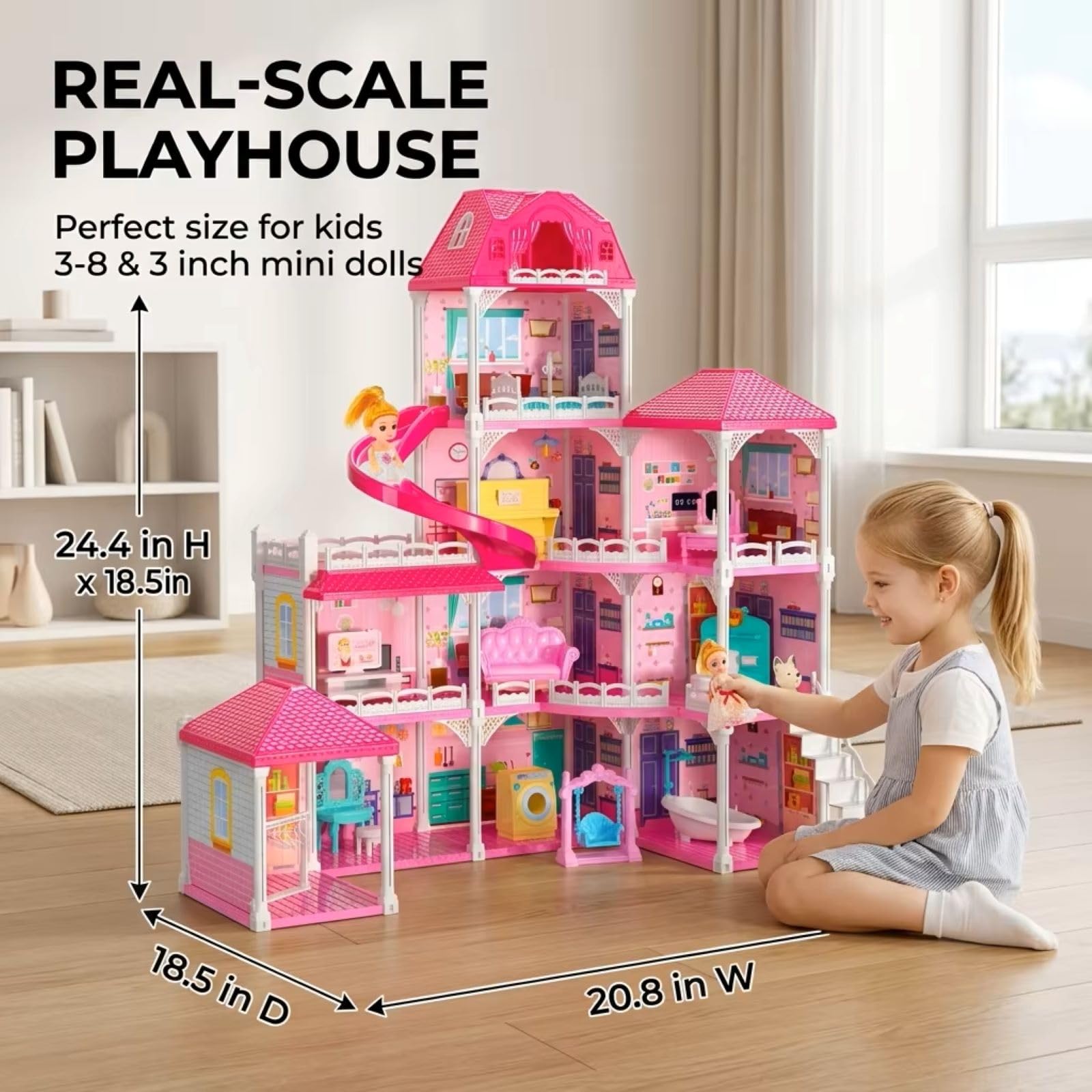 Amazon.co.jp: Dolooweeドールハウス ドリームハウス 家具 ピンク