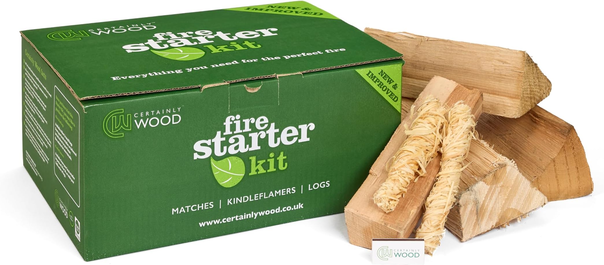 Certainly WoodFire Starter Kit - Kiln Dried Logs, Kindling and Flamers Natural Firelighters