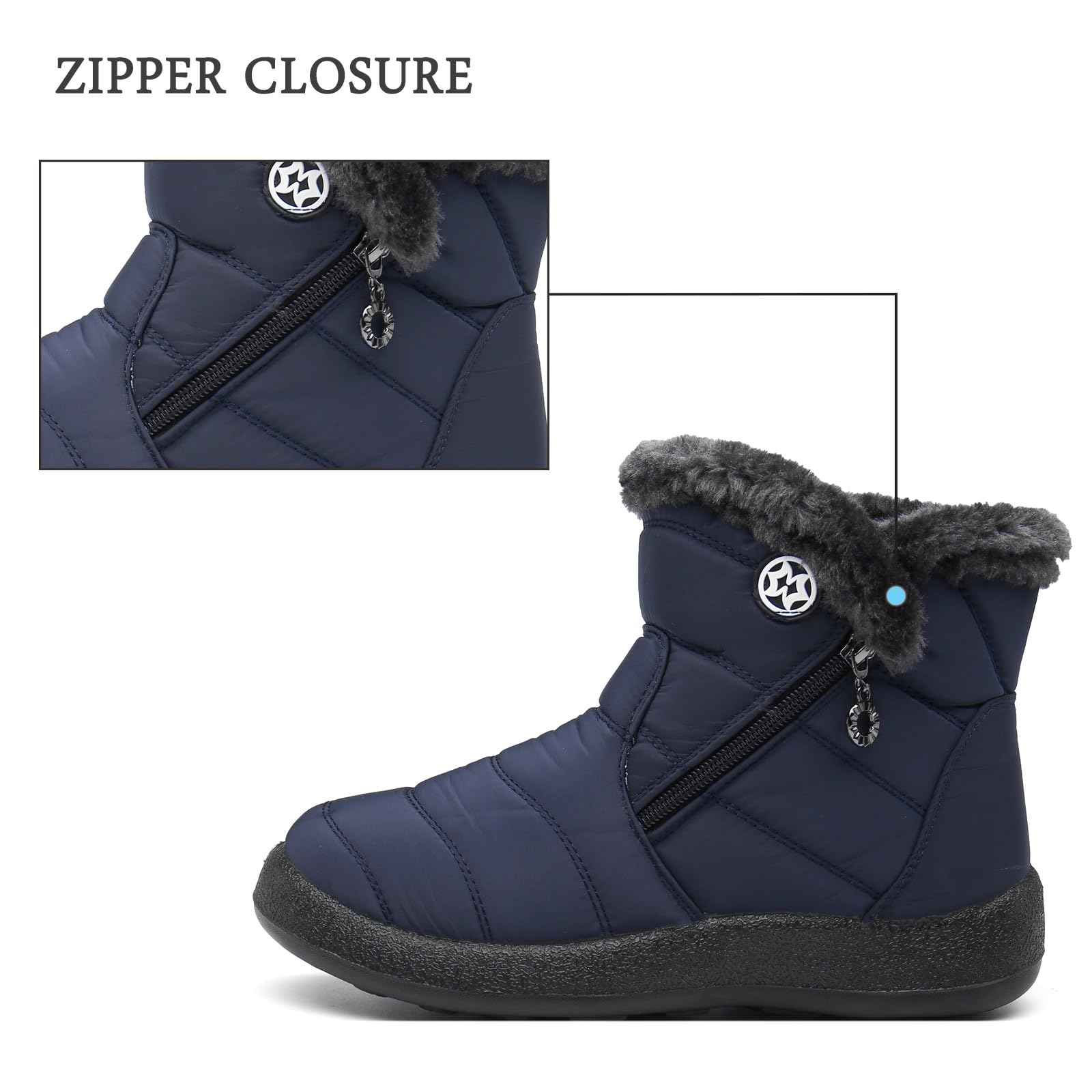Hsyooes Botas Mujer Invierno Botines de Nieve Calentitas Zapatos Forradas Impermeable Botas de Nieve Cómodas Antideslizante Ligero