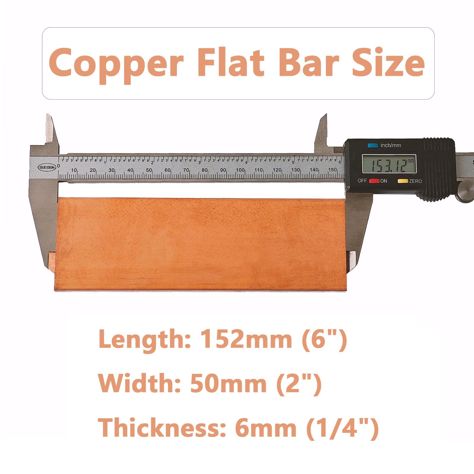 MECCANIXITY Copper Flat Bar – 7.9" X 2", 1/8" Thick, T2 Copper For Electrical Grounding & Crafts