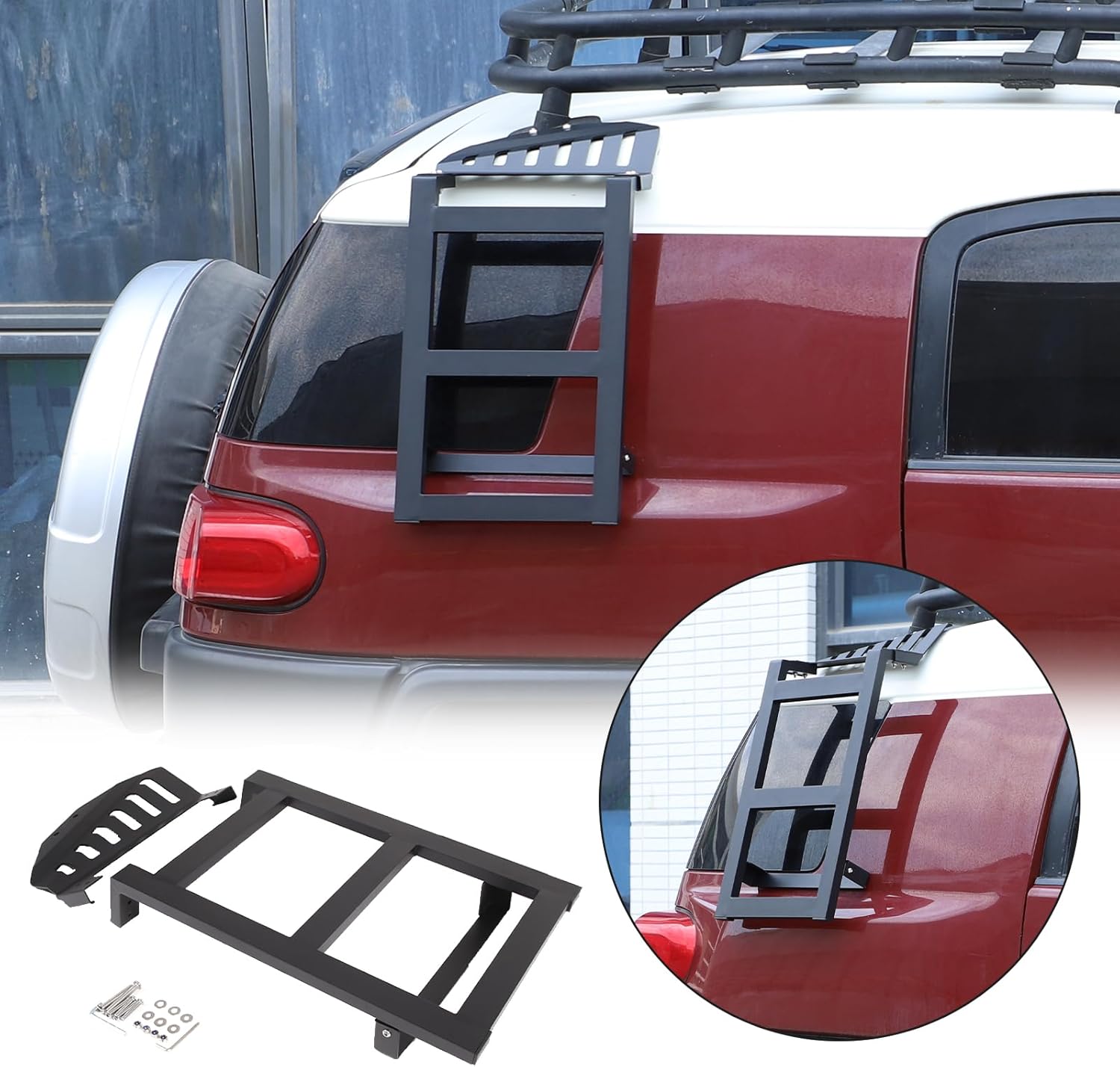 Tailgate Side Ladder Compatible with Toyot@ FJ Cruiser 2007-2021 Car Rear Door Side Window Installation Ladder, Tailgate Side Ladder Installation Bracket Accessories (Right)