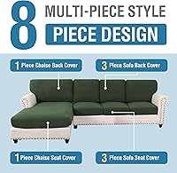 Vista 47 de H.VERSAILTEX 2025 New Sectional Couch Covers 8 Pieces Stretch Sofa Covers for Sectional Sofa Set Separate L Shaped Couch Cover for Both Left/Right