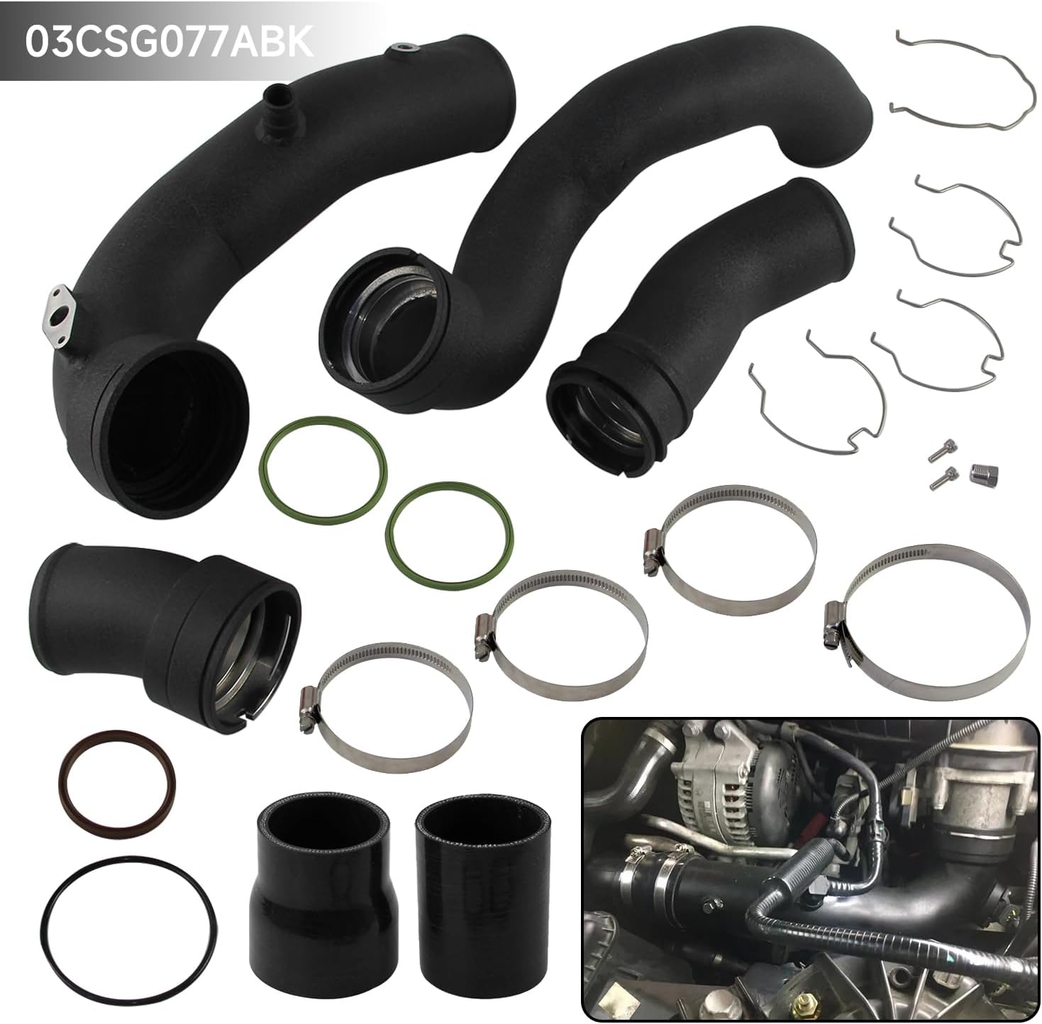 Charge Pipe Boost Hose Kit For BMW F07 F10 535i F12/F13 640i F01/F02 740i N55 Black