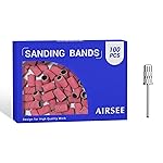 AIRSEE Sanding Bands for Electric Nail Drill 100 Piece Set 120 Grit Coarse Acrylic File Attachments Professional 1 Sander Mandrel Bit Beauty Salon Accessories Manicure and Pedicure Finger Callus Pink