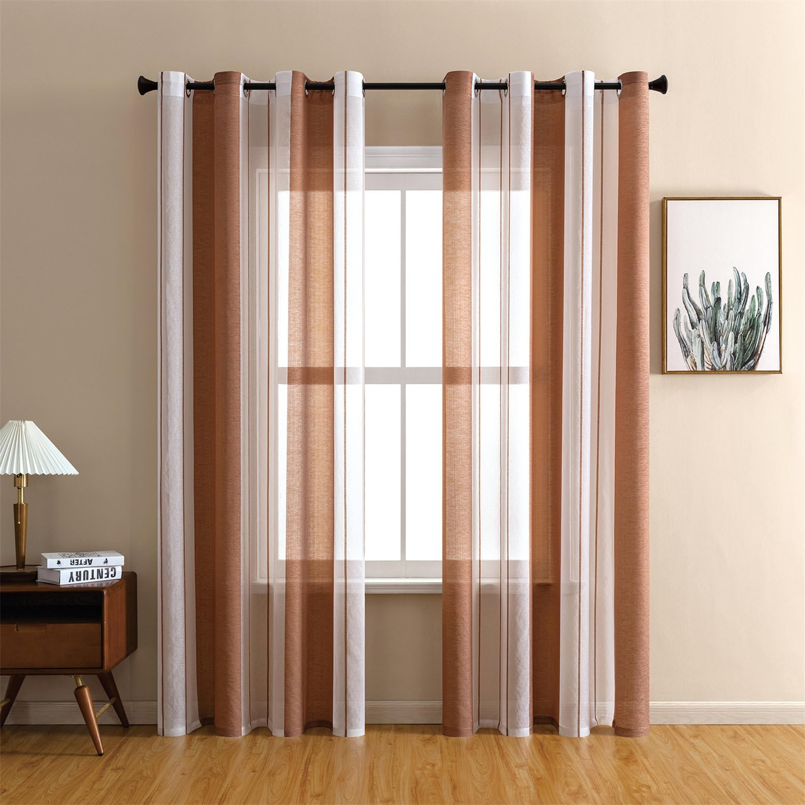 Woaboy Tende per Interni 2 Pezzi 140x122cm Tende Finestre Voile Semi Trasparenti